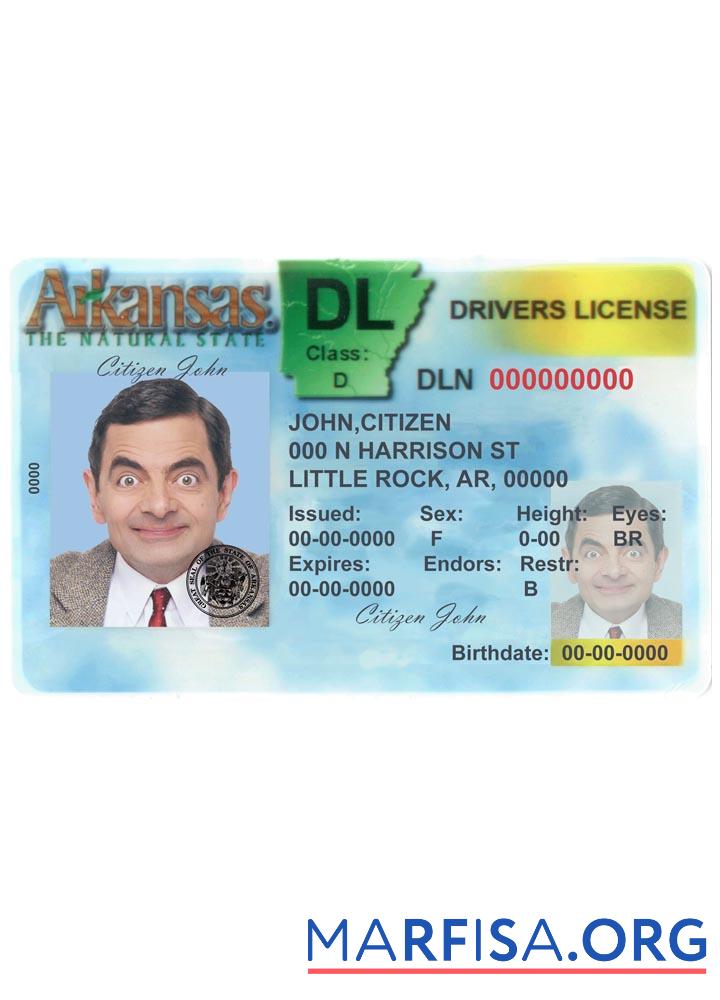 Realistic USA Arkansas DL version 2 (Front) real example